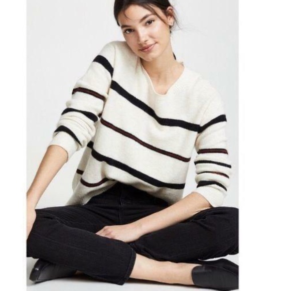 Frame Denim Alpaca Blend Slouchy Striped Sweater Size Large - Picture 7 of 7